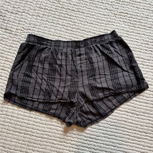 PINK Victoria's Secret Plaid Pajama Shorts - Black and Gray
